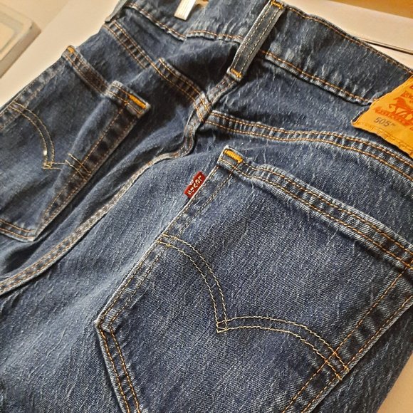 Levi's 505 Regular Fit Blue Denim Jeans Dark Stonewash - Men's 31x32 - Picture 4 of 5